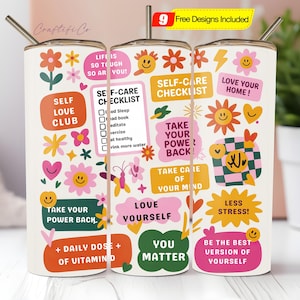 Self love Tumbler Wrap, Motivational Self Love Sublimation Design, 20 oz Skinny Tumbler Designs, PNG Digital Download
