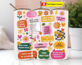Self love Tumbler Wrap, Motivational Self Love Sublimation Design, 20 oz Skinny Tumbler Designs, PNG Digital Download