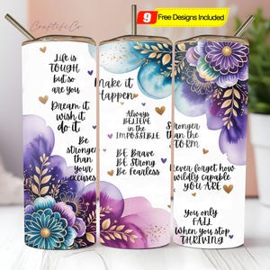 Positive Affirmations Tumbler Wrap PNG, Inspirational Tumbler Positive Quotes Tumbler, Self Love 20Oz Skinny Tumbler PNG