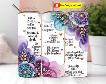 Positive Affirmations Tumbler Wrap PNG, Inspirational Tumbler Positive Quotes Tumbler, Self Love 20Oz Skinny Tumbler PNG