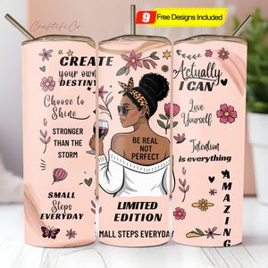 Love Yourself Black Woman Tumbler Wrap, 20oz Skinny Design, Black Girl Magic Tumbler, Black Girl Daily Affirmations Wrap PNG Digital Design