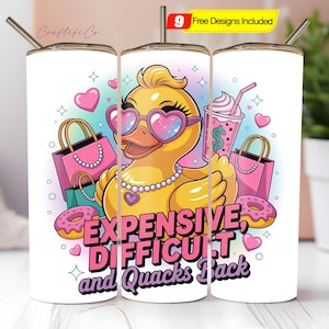 Sassy Rubber Duck Tumbler Wrap PNG iced coffee 20 oz Skinny Tumbler Sublimation Design funny shopping trip PNG Digital Download