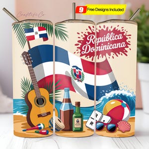 Dominican Flag 20oz Tumbler Sublimation Design PNG, Digital Download, Dominican Republic Flag, Dominican Republic Tumbler Design, Dominicano