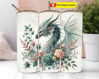 Drache 20 oz Tumbler Wrap PNG, Dragon Sternzeichen Png für Sublimationsdesign-Downloads, Fantasy Dragon Tumbler Template, Lunar Jahr 2024