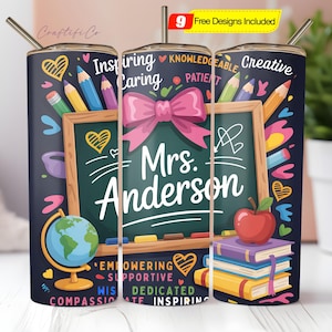 Customizable Teacher Appreciation Gift 20 oz Skinny Tumbler Sublimation Design Digital Download PNG Instant Digital, Teacher Tumbler Wrap