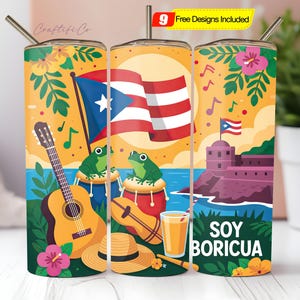 Puerto Rico Tumbler Wrap PNG, Puerto Rico Flag Tumbler Design, Boricua Digital Download, Soy Boricua Tumbler Wrap, PR Sublimation PNG