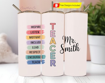 Teacher 20Oz Skinny Tumbler, Teacher Tumbler Sublimation Design, Teacher Appreciation, Teacher Wrap, Teacher Life Png, Teacher Name Png Wrap