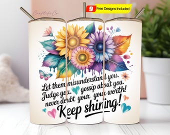 Let Them, 20oz Tumbler Wrap PNG, Dripping Sunflowers, Digital Download, Positive Affirmations Tumbler Wrap, Positive Quote Wrap, Png