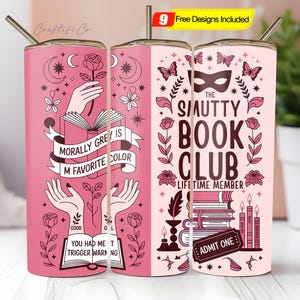 Witchy Gothic Smut Reader Tumbler Wrap PNG, Dark Romance Boho Pink Tumbler Design, 20oz Skinny Sublimation Wrap, Seamless Sublimation Design