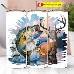 Fishing Tumbler Wrap PNG, Hunting Sublimation Tumbler Design, 20oz Skinny Tumbler Digital Download, Fishing Life Tumbler for Men