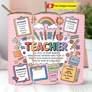 Teacher Tumbler Design Teacher Gift, 20oz Skinny Tumbler Sublimation, Teacher Appreciation, Back To School, Teacher PNG Download