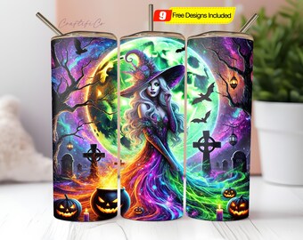 Envoltura de vaso de bruja, envoltura delgada para vaso, sublimación de vaso, PNG con purpurina falsa, PNG de vaso de bruja, sublimación de Halloween, digital