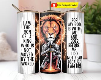 I Am The Son of a King 20oz Skinny Tumbler Sublimation Design, Christian Jesus Tumbler Straight & Tapered PNG, Lion of Judah, Christian Gift
