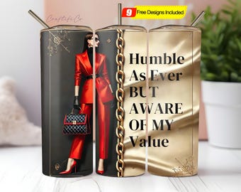 20oz Tumbler Luxury PNG Wrap High Heels Tumbler Designer Bag Black Girl Woman Motivational Quote Gift for Her Fashion Beauty Design