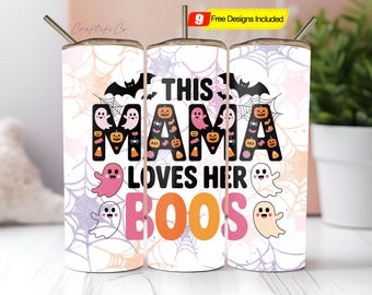 Emballage de gobelet Halloween maman PNG, sublimation de gobelet skinny 20 oz, gobelet fantôme citrouille, gobelet saison fantasmagorique, maman fantasmagorique, gobelet sorcière