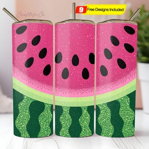 Sparkly Watermelon 20oz Tumbler Wrap PNG, Watermelon Sublimation Design, Summer vibes PNG, Digital Download