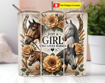 Pferde Tumbler Wrap: Reiterin PNG Sublimation Design Digital Download