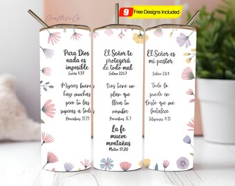 Spanish Bible Verse 20Oz Tumbler Sublimation Design Png