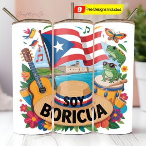 Puerto Rico Tumbler Wrap PNG, Puerto Rico Flag Tumbler Wrap, Digital Download, Soy Boricua Design, Puerto Rico Boricua Digital png Design