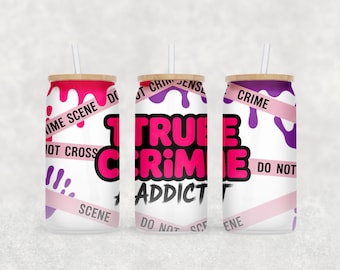 Envoltorio de vidrio para lata de 16 oz, PNG, diseño de crimen real, envoltura de vidrio Libbey para Halloween, crimen real, lata de vidrio aterradora, Halloween rosa PNG