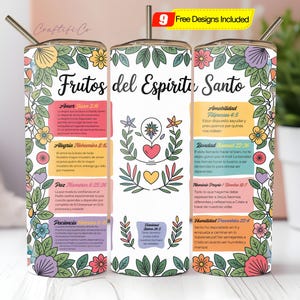SPANISH Bible Motivational Quotes 20oz Skinny Tumbler Sublimation PNG Design, Tumbler Wrap Png, Do it Yourself, Christian Gift for Her