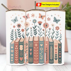 Book Lover Tumbler Wrap, Bookish Tumbler Design, Reading Tumbler PNG, 20oz Skinny Tumbler Sublimation Design, Digital Download