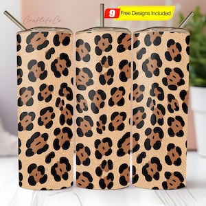 Leopard 20 oz Skinny Tumbler Sublimation Design Template Cheetah Leopard Tumbler Wrap PNG, Seamless Leopard Print, Digital Download