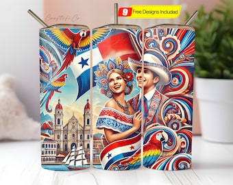 Panama vlag beker wrap 20 oz, Panamese trots png, patriottische Panama sublimatie ontwerp, Panama onafhankelijkheid beker wrap digitale download