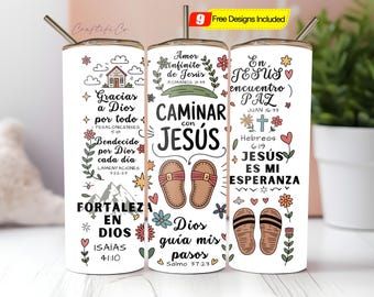 Spanish Bible Verse 20oz Tumbler Wrap PNG Digital Download