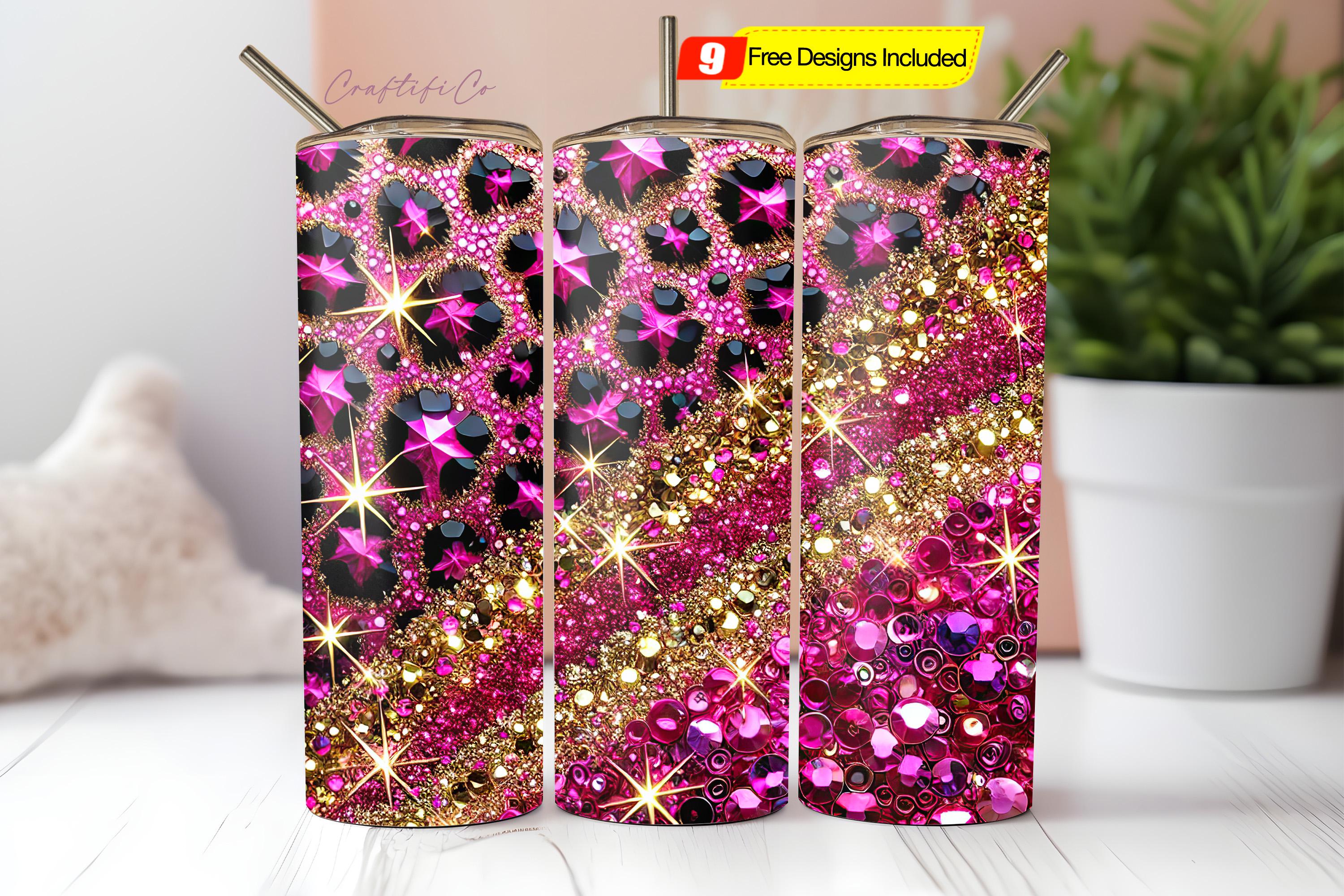 Hot Pink Glitter Leopard Tumbler Wrap 20 Oz Skinny Tumbler Sublimation ...