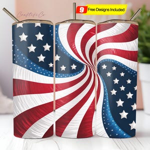 Wellenförmiger 4. Juli Swirl Burst Tumbler Template PNG für Hogg 20oz Straight Skinny Tumbler, Burst Template for Tumblers, Skinny Tumbler Png