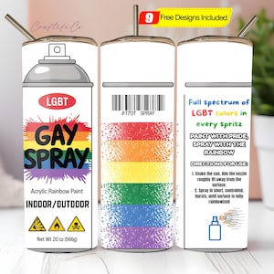 Rainbow Spray Paint 20oz Gay Pride LGBT Tumbler PNG, Pride Tumbler Wrap, Lgbt PNG, Seamless Design For Sublimation, Funny Design