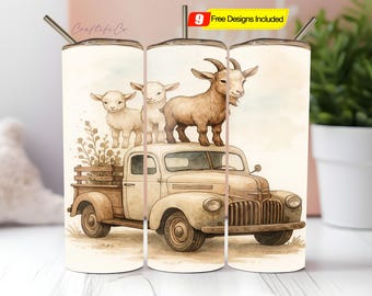 Leuke geitenbeker wrap, personaliseer 20 Oz mager sublimatie bekerontwerp, grappige boerengeiten beker, digitale png-download