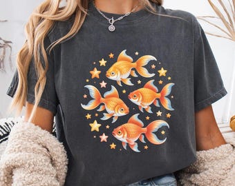 Goldfish T-Shirt, Star Aesthetic, Cute T-Shirt, Beachy Shirt, Grunge Y2K Tee, Cool Vintage Retro T-Shirt Gift, Comfort Colors Unisex T-Shirt