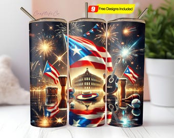 Puerto Rico Tumbler Wrap: Boricua Coqui Design 20oz Skinny Tumbler PNG Digital Download