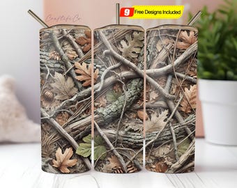 Echter Baum Camo Tumbler Wrap: 20 Unzen Skinny Tumbler Sublimationsdesign PNG Digital Download