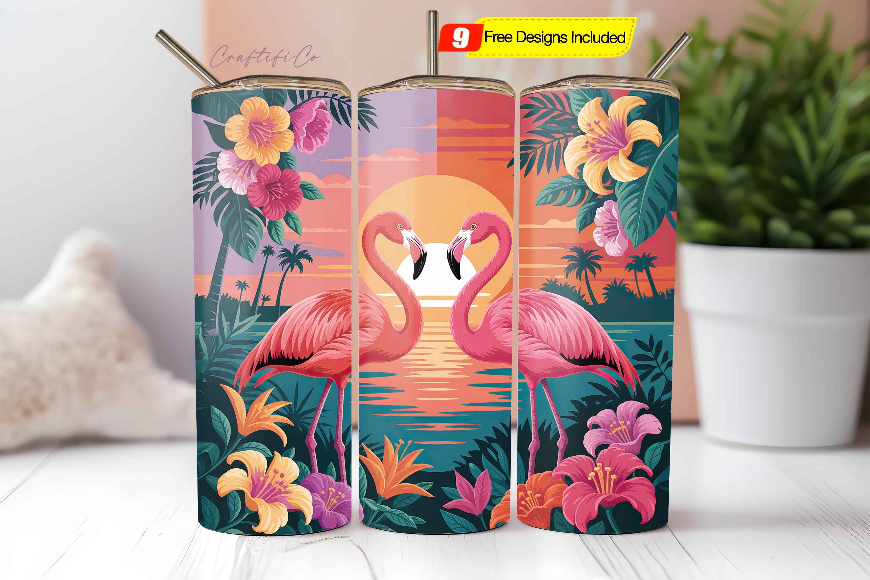Alcohol Ink Flamingo Tumbler PNG, 20oz Skinny Tumbler Sublimation Designs Rainbow Tumbler for Straight & Tapered Tumbler Digital Download