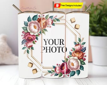 Personalized Tumbler Wrap PNG Add Your Name & 4 Photos Seamless ...