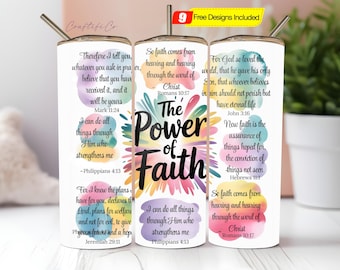 Faith Tumbler Wrap Bible Verses Jesus God Christian PNG Seamless Sublimation 20 oz Tumbler Design Png Digital Download