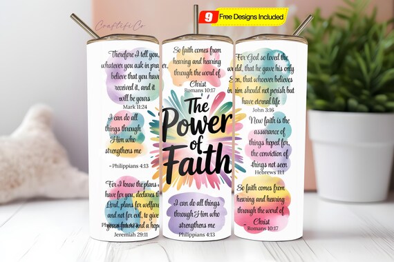 Faith Tumbler Wrap Bible Verses Jesus God Christian PNG Seamless Sublimation 20 oz Tumbler Design Png Digital Download