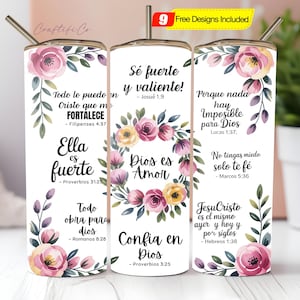 Spanish Bible Verse 20oz Skinny Tumbler PNG, Spanish Quotes PNG, Spanish Tumbler PNG, Full Wrap Tumbler Instant Download