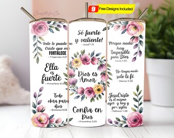 Verset de la Bible espagnol 20 oz gobelet maigre PNG, citations espagnoles PNG, gobelet espagnol PNG, gobelet complet téléchargement immédiat