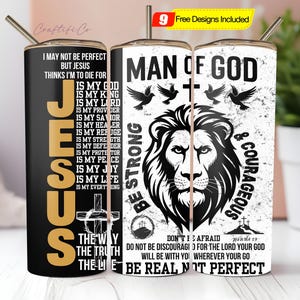 Christian Man of God 20oz Skinny Tumbler Wrap PNG, Sublimation Design, Digital Download PNG, Bible Verse Tumbler Wrap, Religious Tumbler PNG
