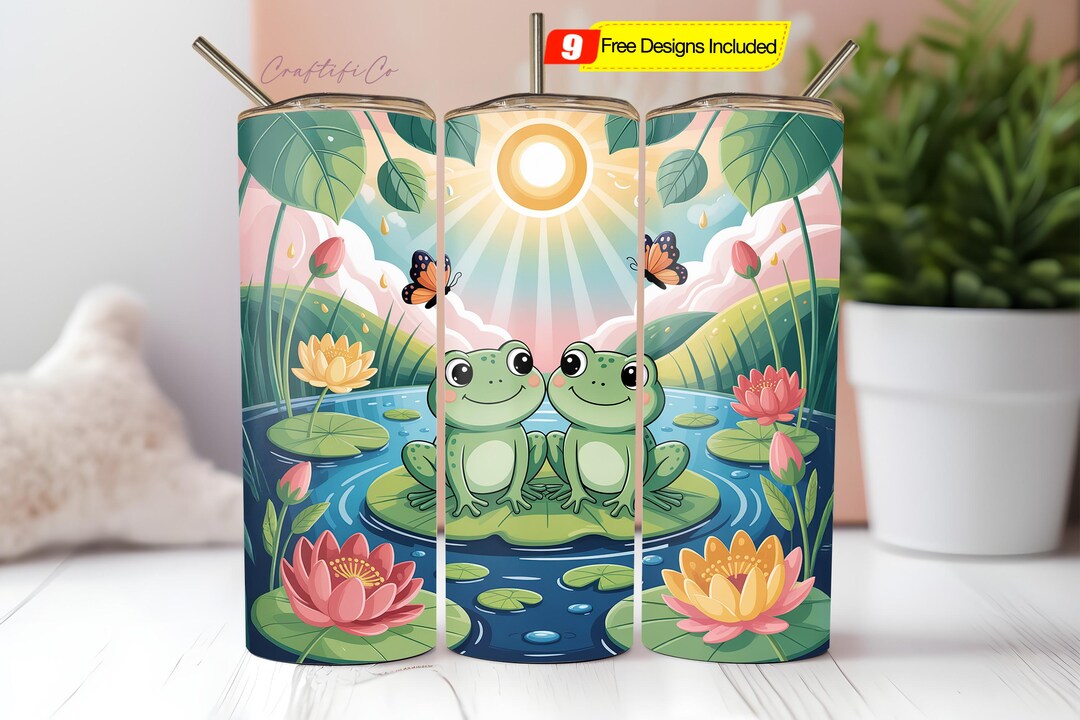Funny Frogs Tumbler Wrap PNG 20 Oz Skinny Tumbler Sublimation Design ...