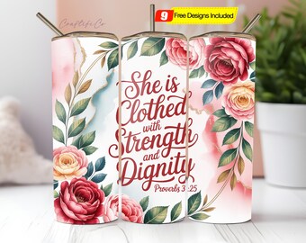 Christian Tumbler Wrap PNG 20oz Skinny Tumbler Cup Sublimation Designs Bible Verse Religious Tumbler Inspirational Affirmation Quotes Gift