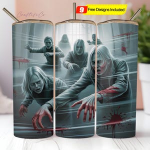 Horror Scary Halloween Tumbler Wrap Scary Hands Skinny 20 oz Tumbler Sublimation Design Straight & Tapered Tumbler PNG, Digital Download