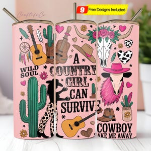 Cowgirl Tumbler Wrap PNG, 20 Unzen Skinny Tumbler Sublimation Design PNG, Rustikale Country Girl Western Tumbler Wrap, Yeehaw Cowgirl Boots