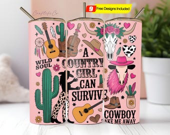 Cowgirl Tumbler Wrap PNG, 20 Unzen Skinny Tumbler Sublimation Design PNG, Rustikale Country Girl Western Tumbler Wrap, Yeehaw Cowgirl Boots
