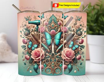Hairdresser Seamless 20oz Tumbler Wrap Hairstylist Tumbler Wrap Sublimation, Hair Boss Tumbler Designs Hair Hustler Tumbler PNG Digital