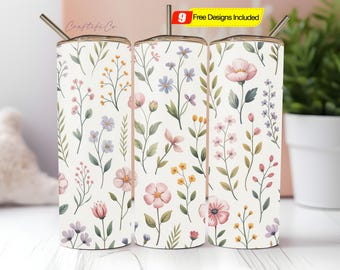 Floral Tumbler Wrap PNG Sublimation Tumbler Nahtlos Sublimation Designs Downloads Skinny Tumble 20oz Design PNG